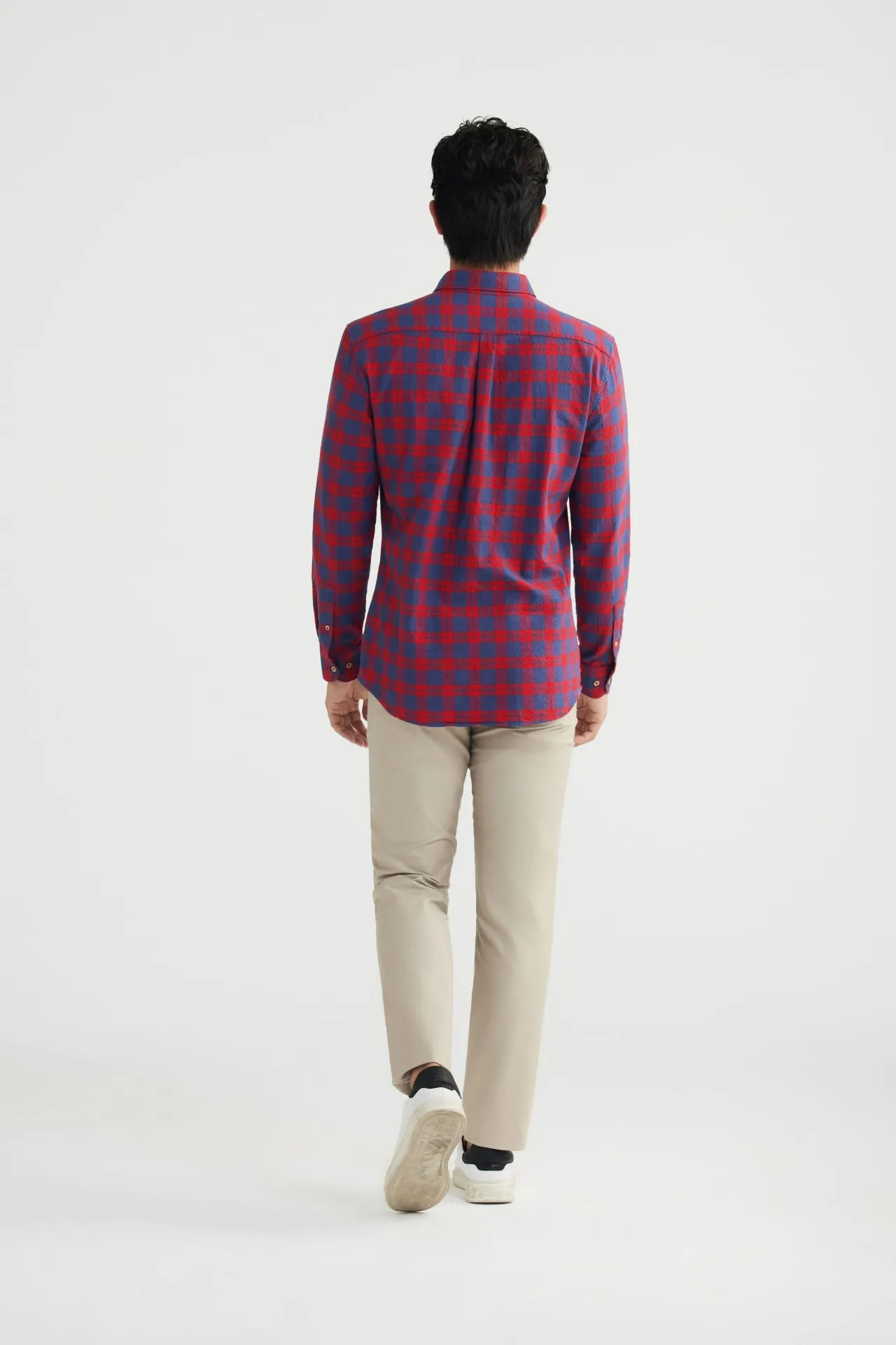 Seersucker Check Stretch Casual Shirt