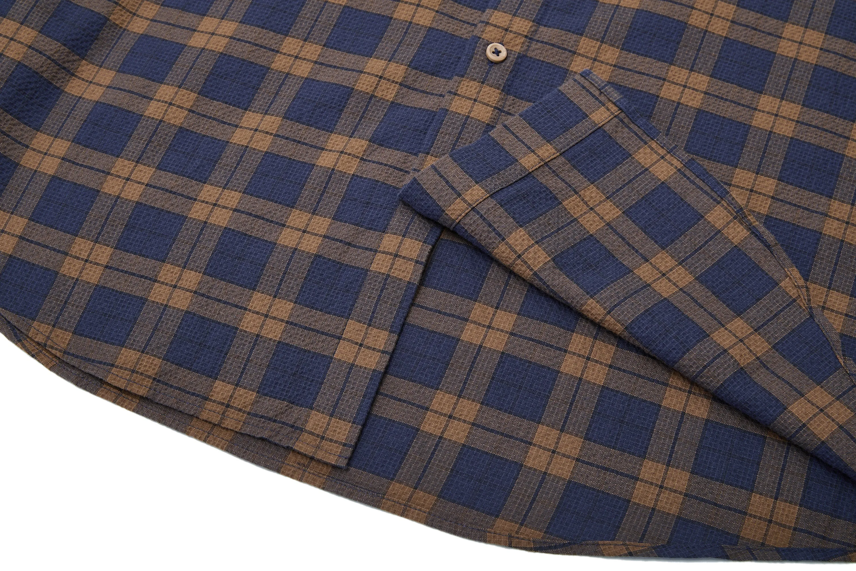 Seersucker Check Stretch Casual Shirt