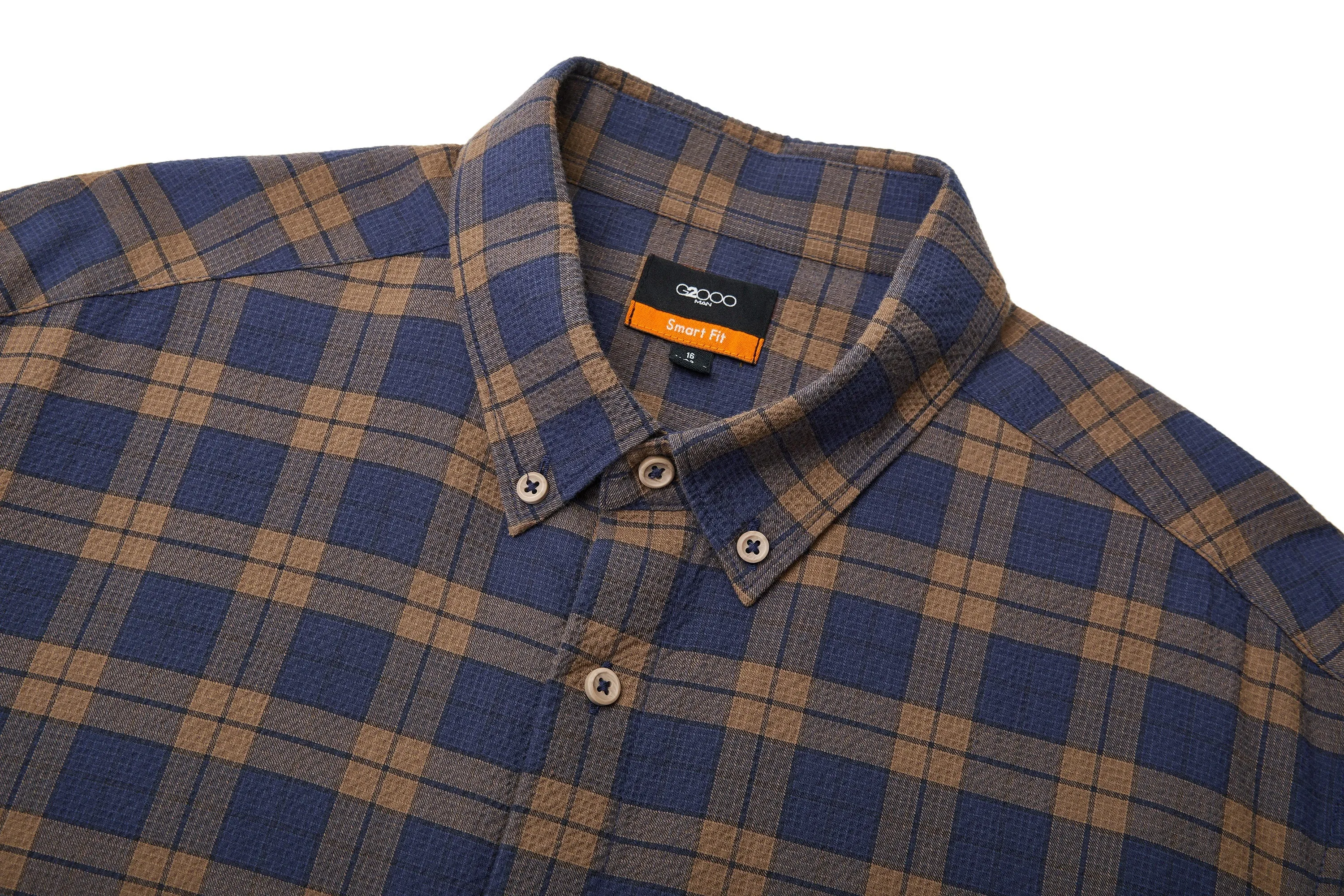 Seersucker Check Stretch Casual Shirt