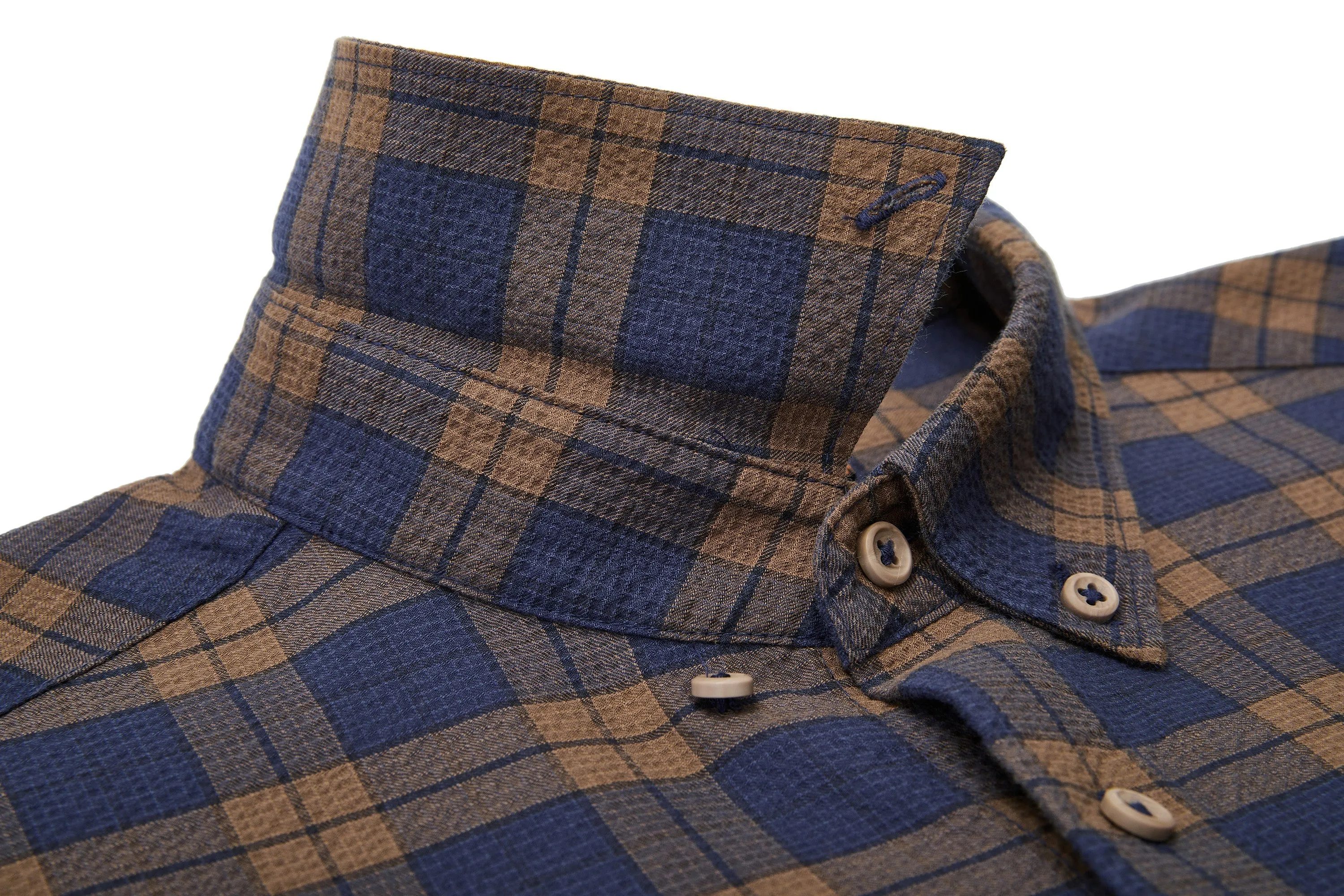 Seersucker Check Stretch Casual Shirt