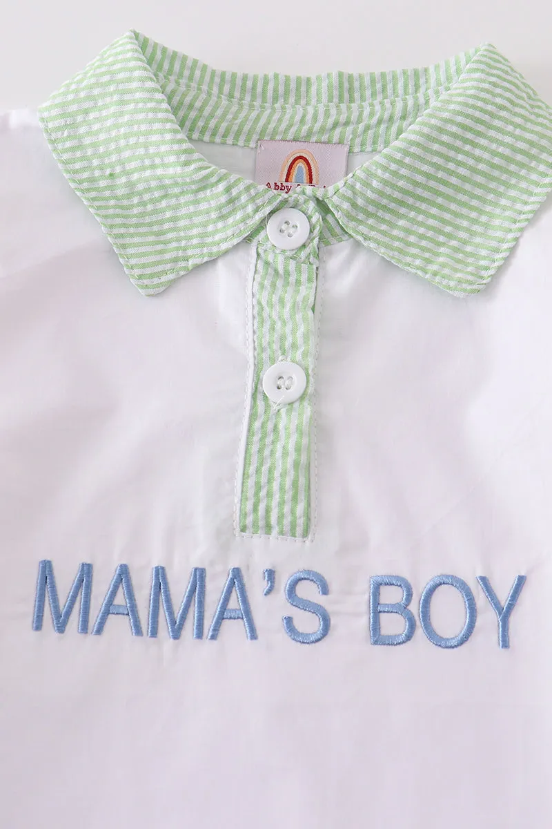 Seersucker mama's boy embroidery boy shirt