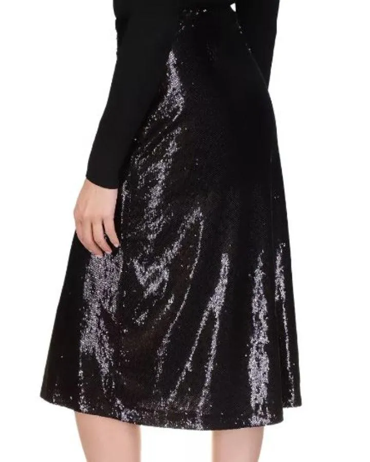 Sequin A-Line Midi Skirt