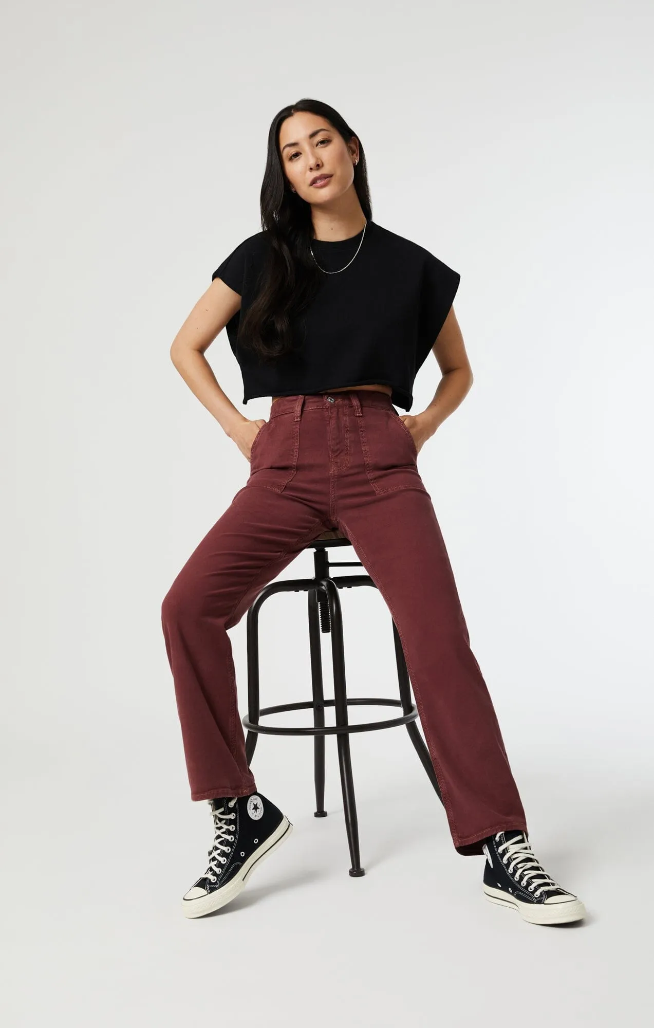 SHELIA FRONT POCKET STRAIGHT IN PORT LUXE TWILL