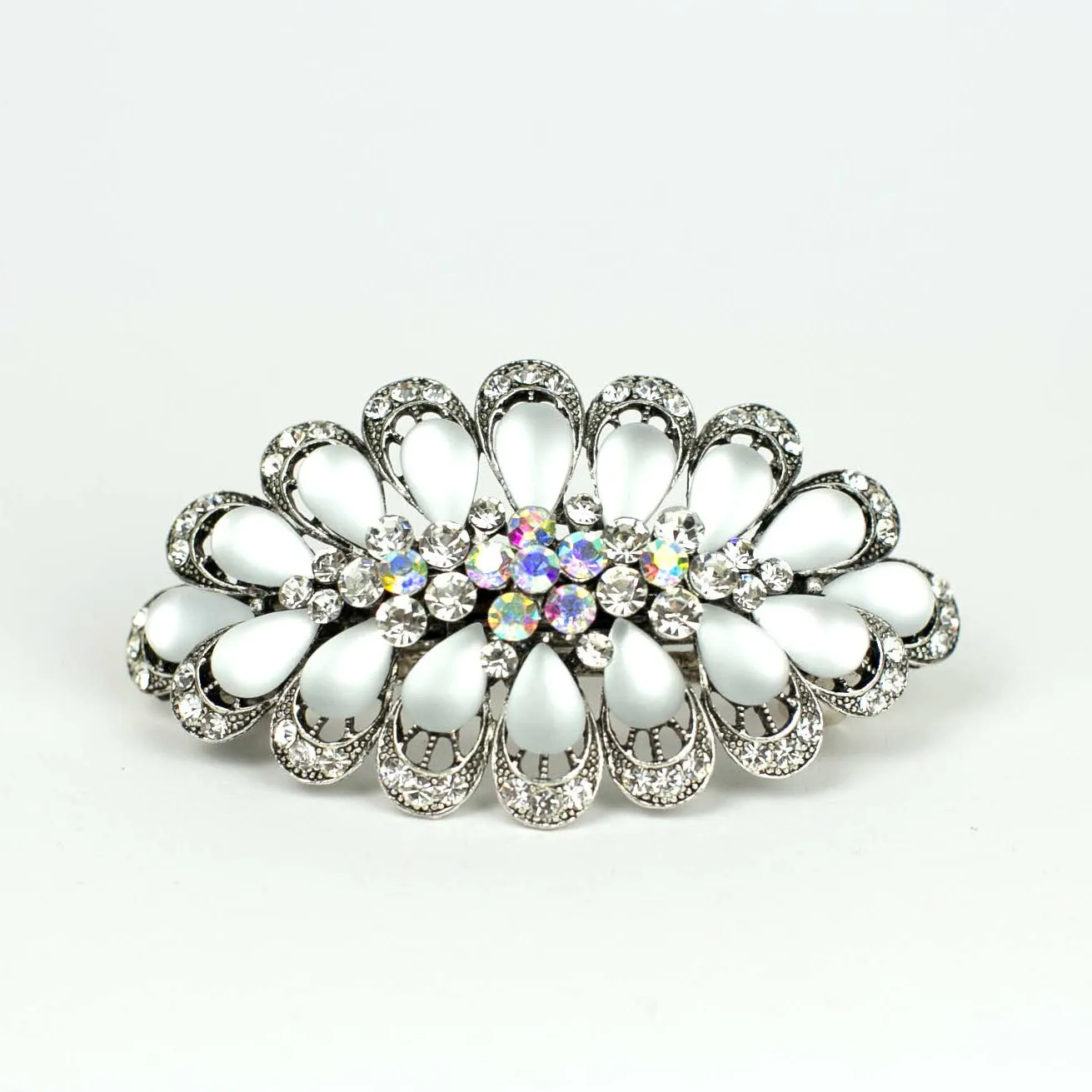 Silver Hair Clip with Rhinestones