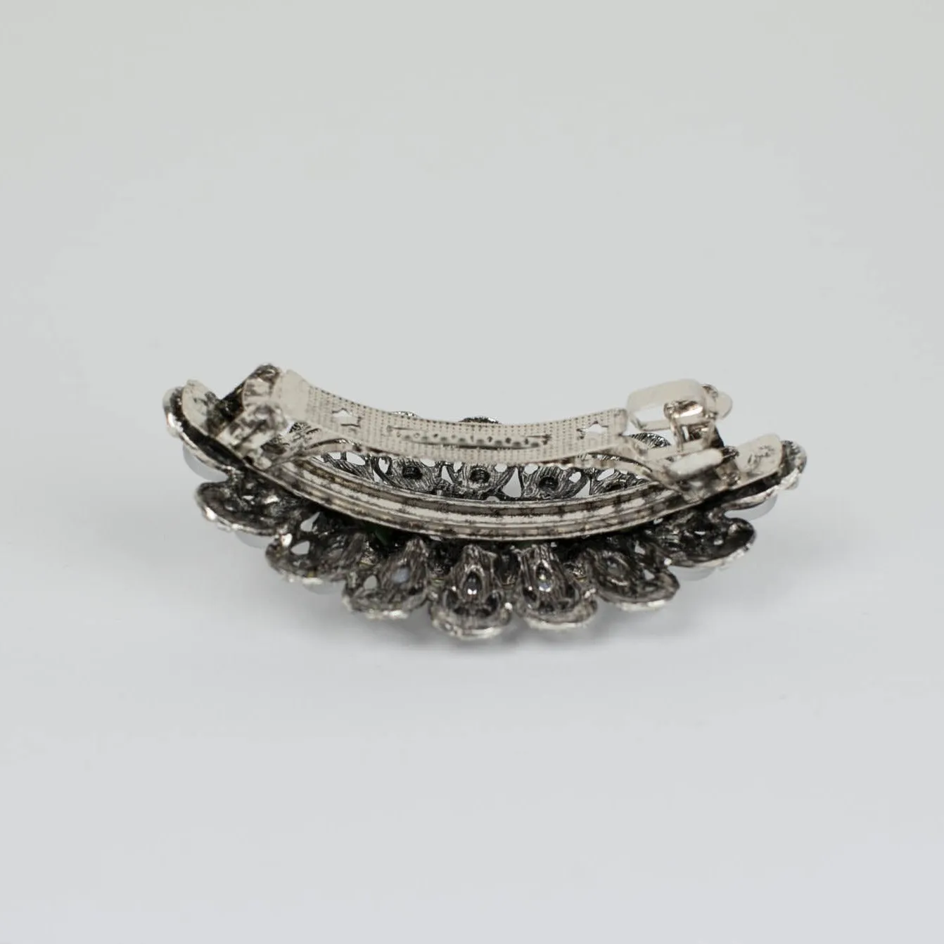 Silver Hair Clip with Rhinestones