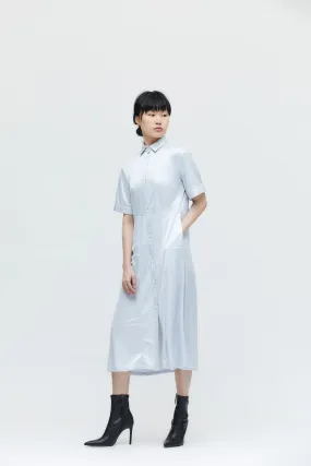 Silver shirt collar dress