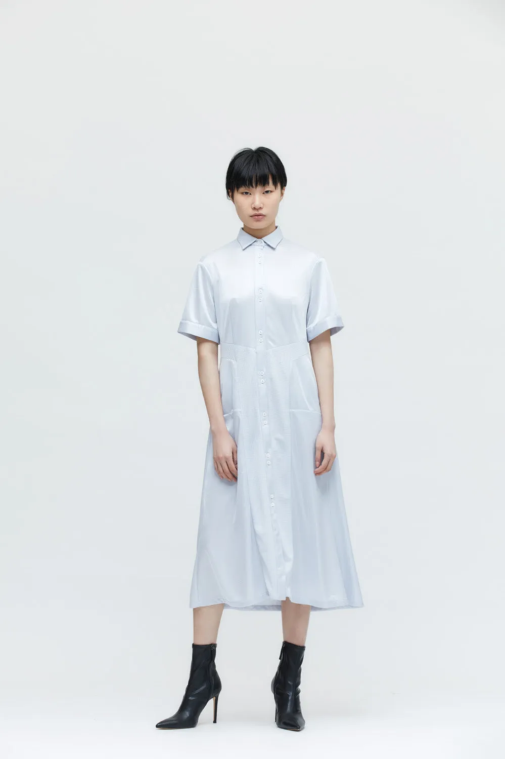 Silver shirt collar dress