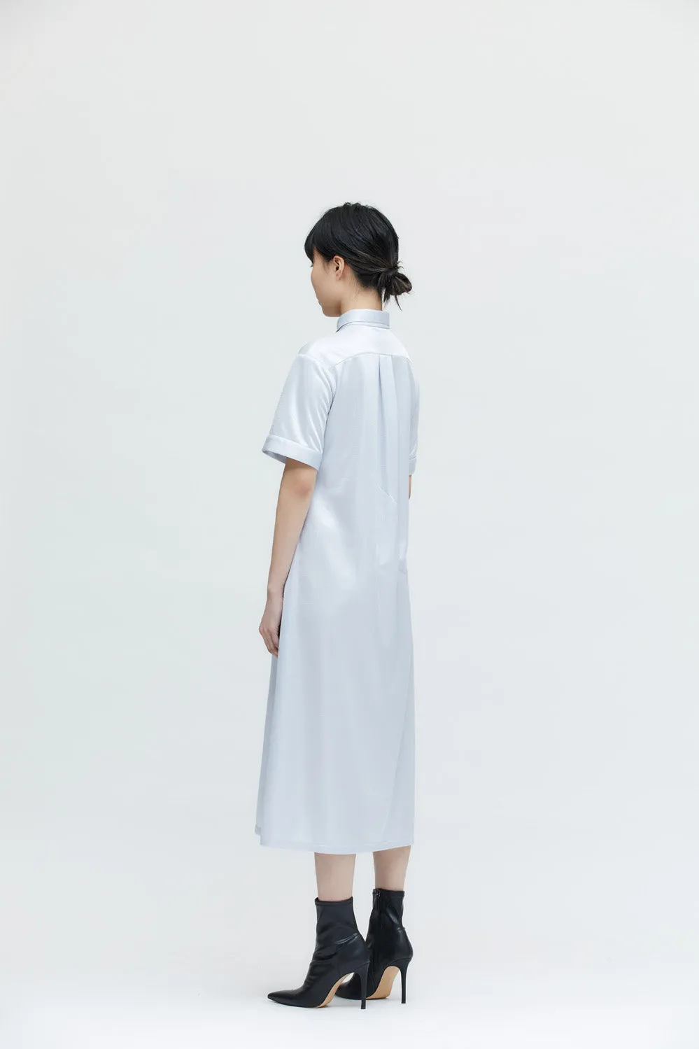 Silver shirt collar dress