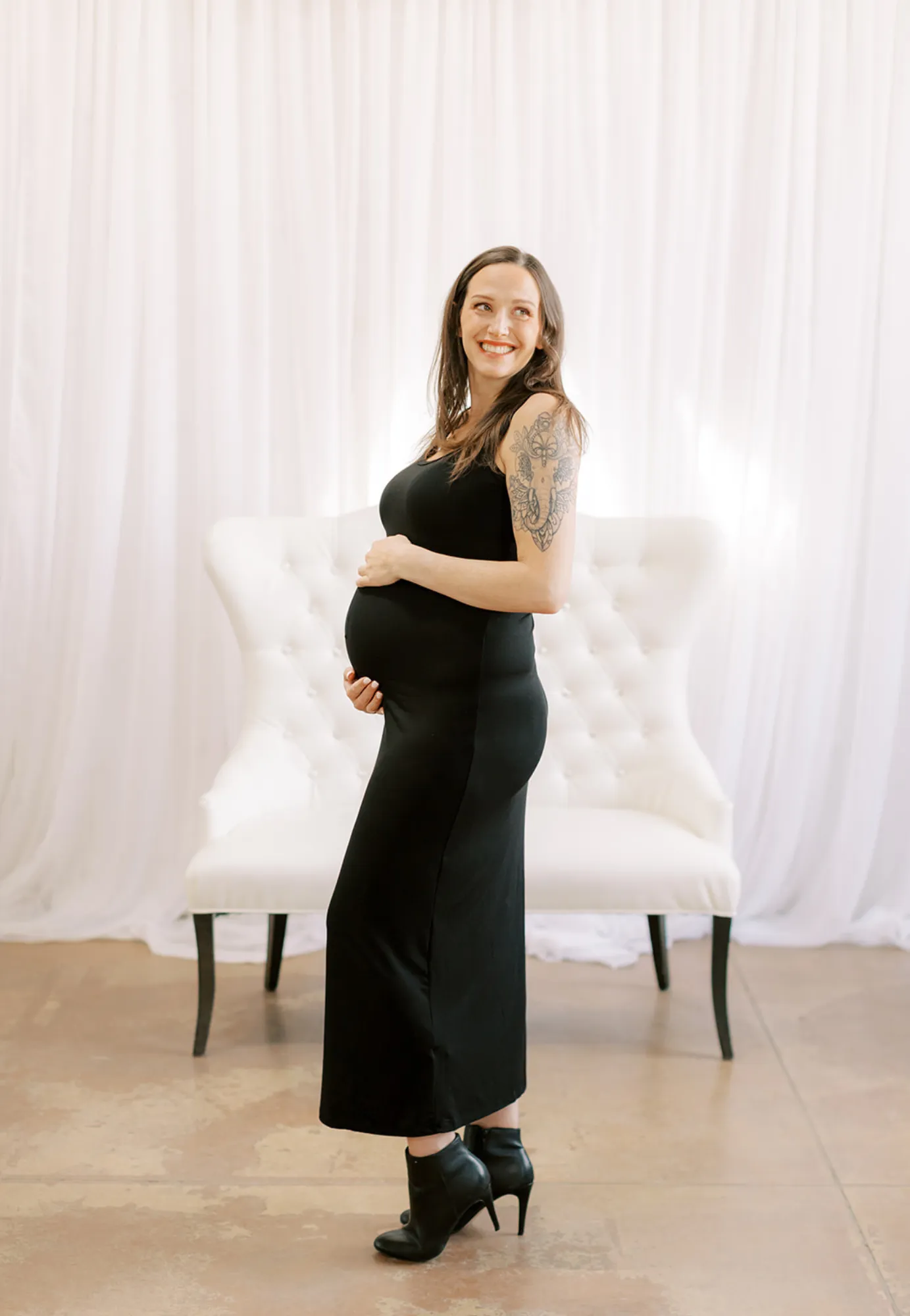 Solid Tank Round Neck Maternity Maxi Dress