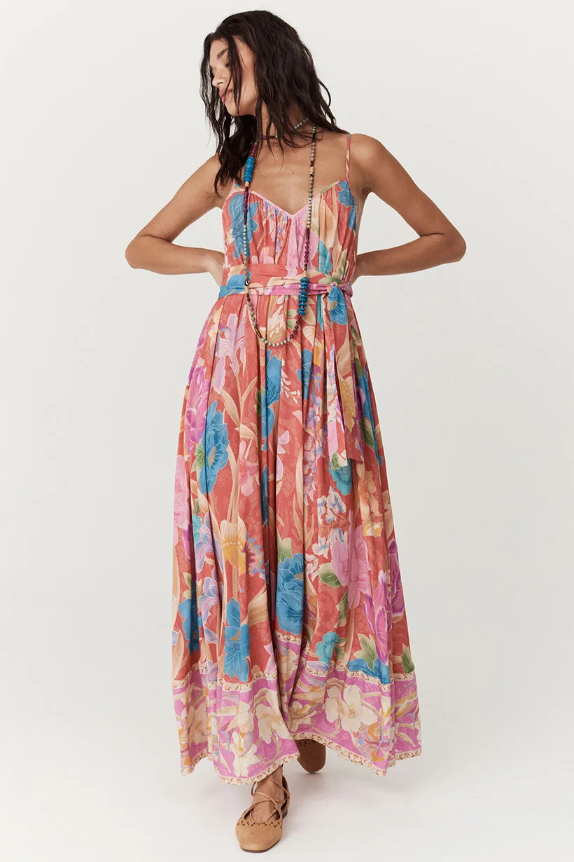 Spell - Painters Garden Strappy Maxi Dress - Crimson