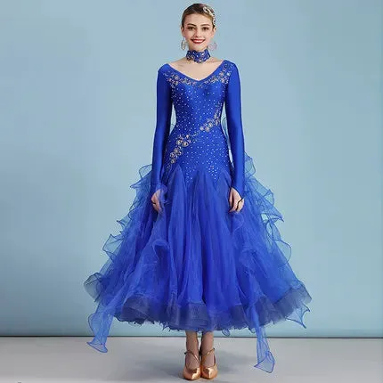 Standard Ballroom Waltz Dance Dresses  Long Sleeve Flamenco Dancing Costume