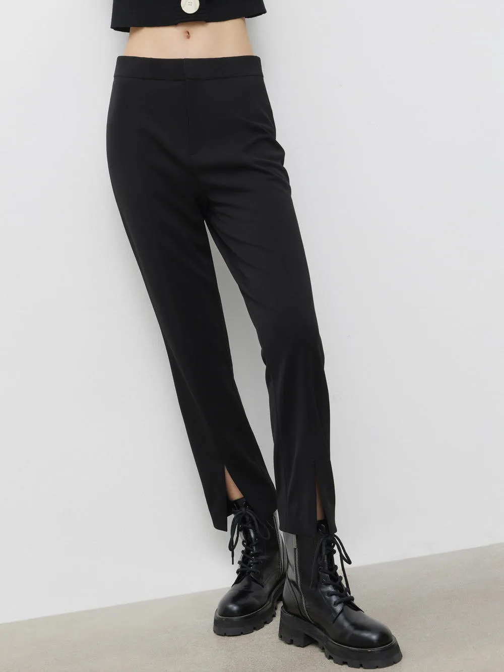 Straight Ankle Leg Suit Pants