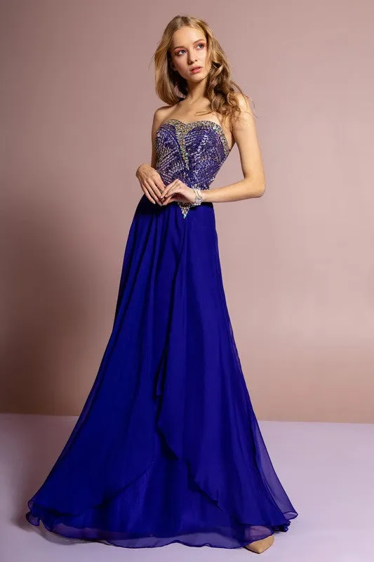 Strapless long  prom dress