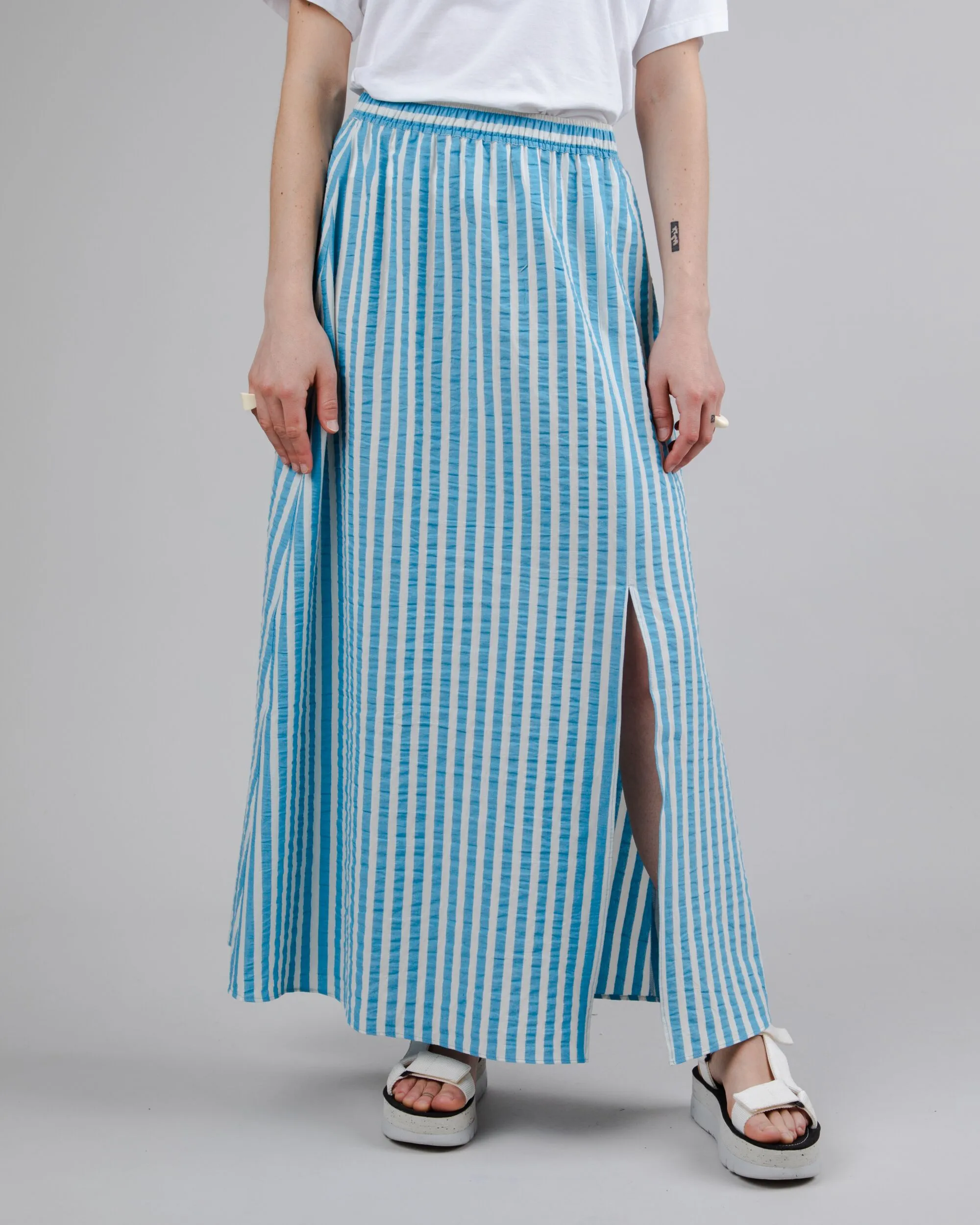 Stripes Long Skirt Blue