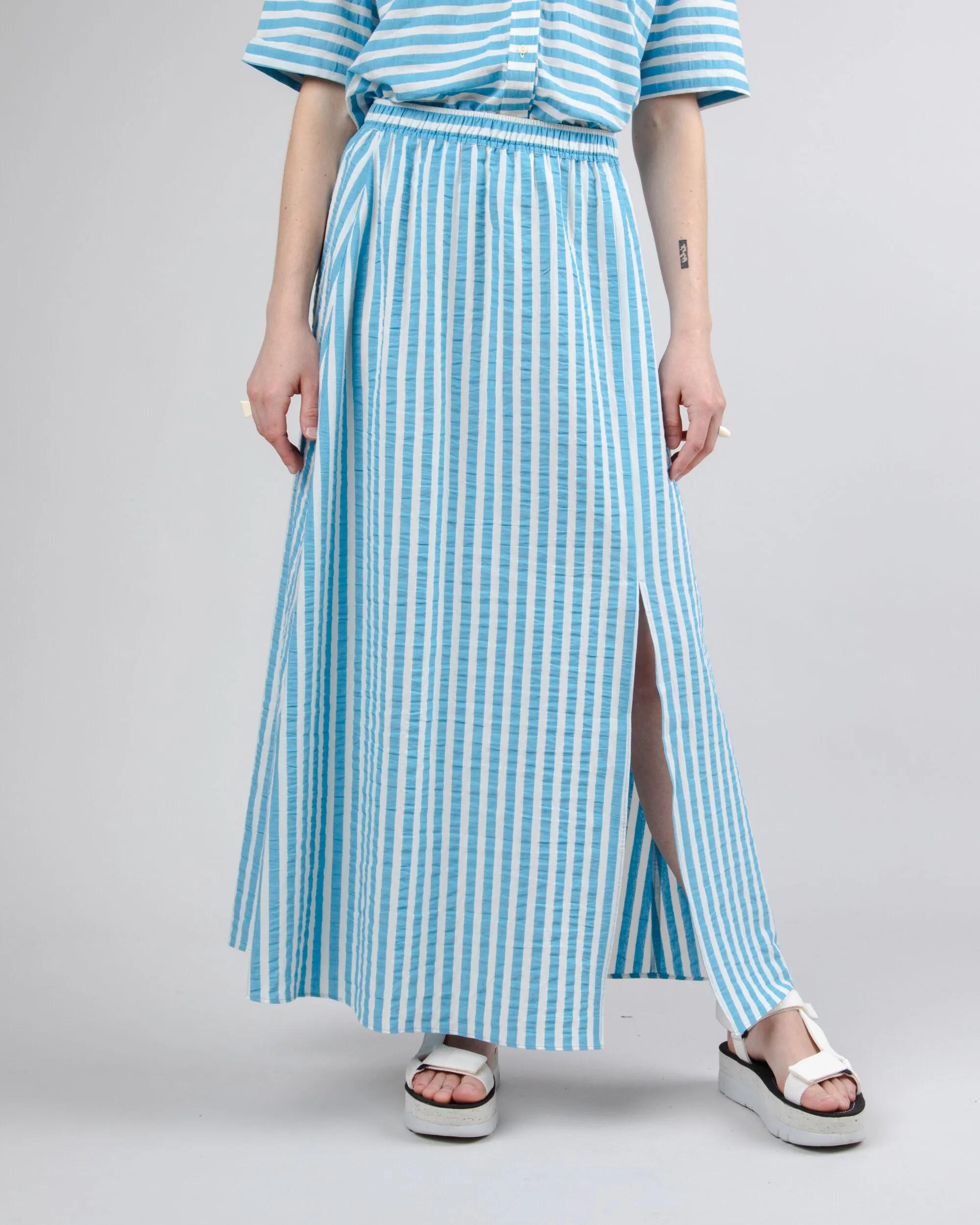 Stripes Long Skirt Blue