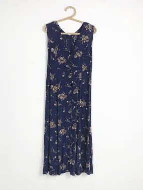 StudioEase Navy Floral Sleeveless Rayon Maxi Dress