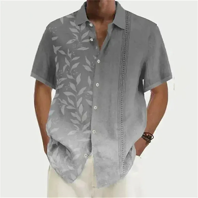 Summer New Style  Men's Shirt Hawaiian Shirt Coconut Wood 3D Printing Short Sleeve Button Clothes Tropical Fashion Leisure Shirt