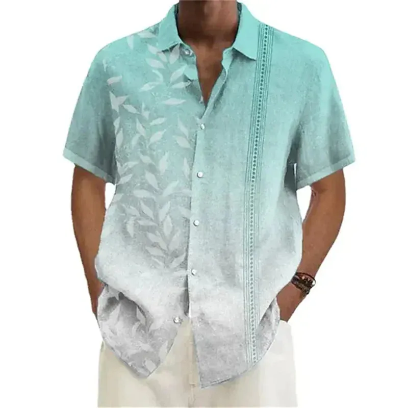 Summer New Style  Men's Shirt Hawaiian Shirt Coconut Wood 3D Printing Short Sleeve Button Clothes Tropical Fashion Leisure Shirt