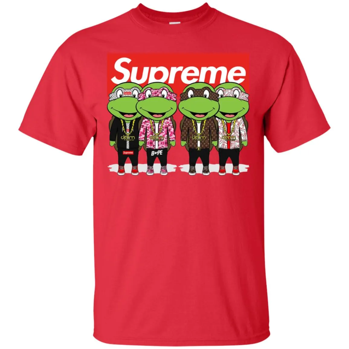 Supreme Turtle T-shirt Men Cotton T-Shirt