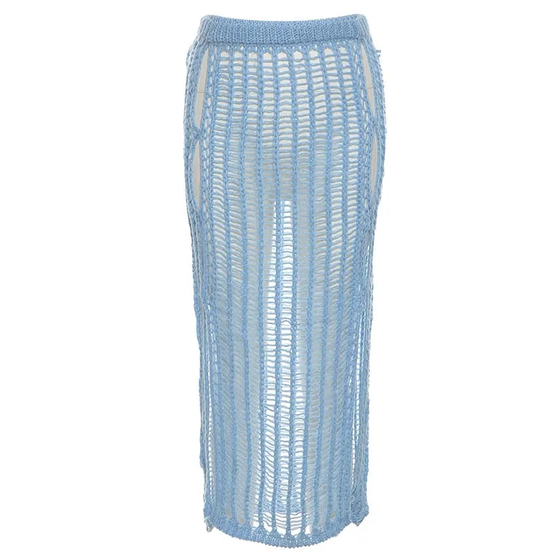 TEEK - Crochet Knitted Peek Long Skirt