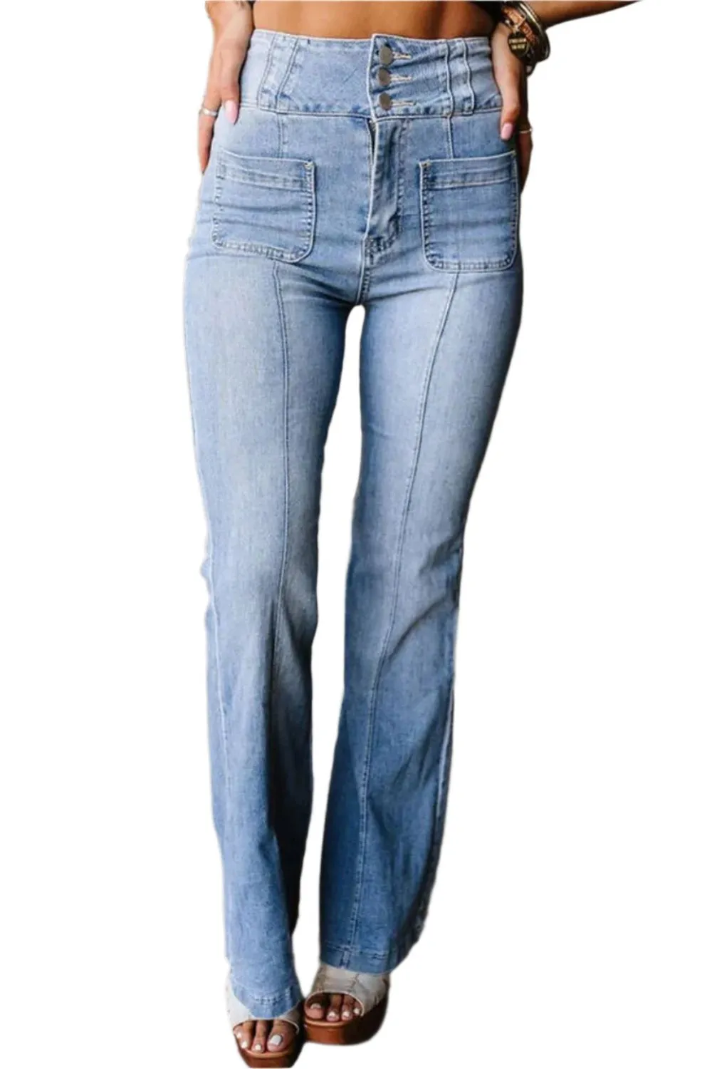 TEEK - Medium Wash High Waist Bootcut Jeans