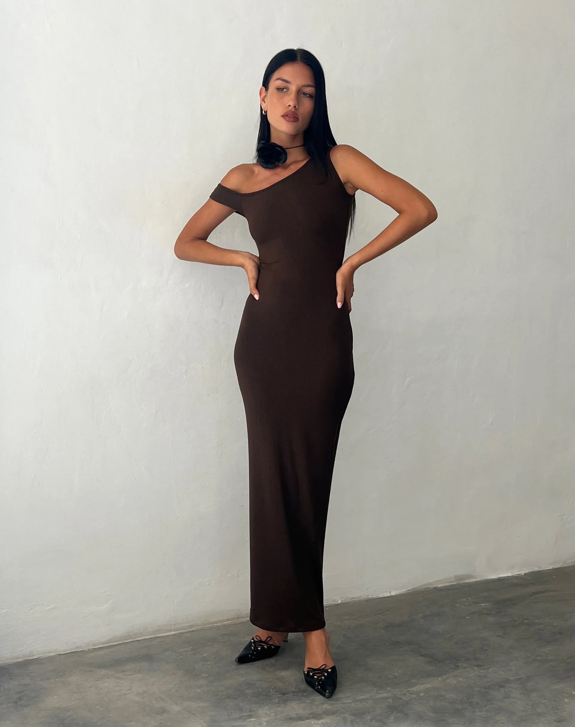 Tehyun Maxi Dress in Brown Rib