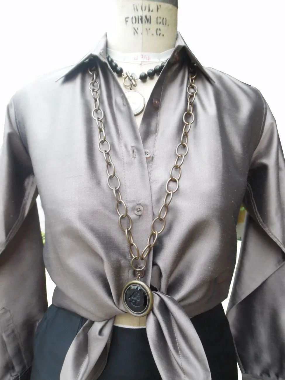 Thai Silk Button Down Shirt Bronze