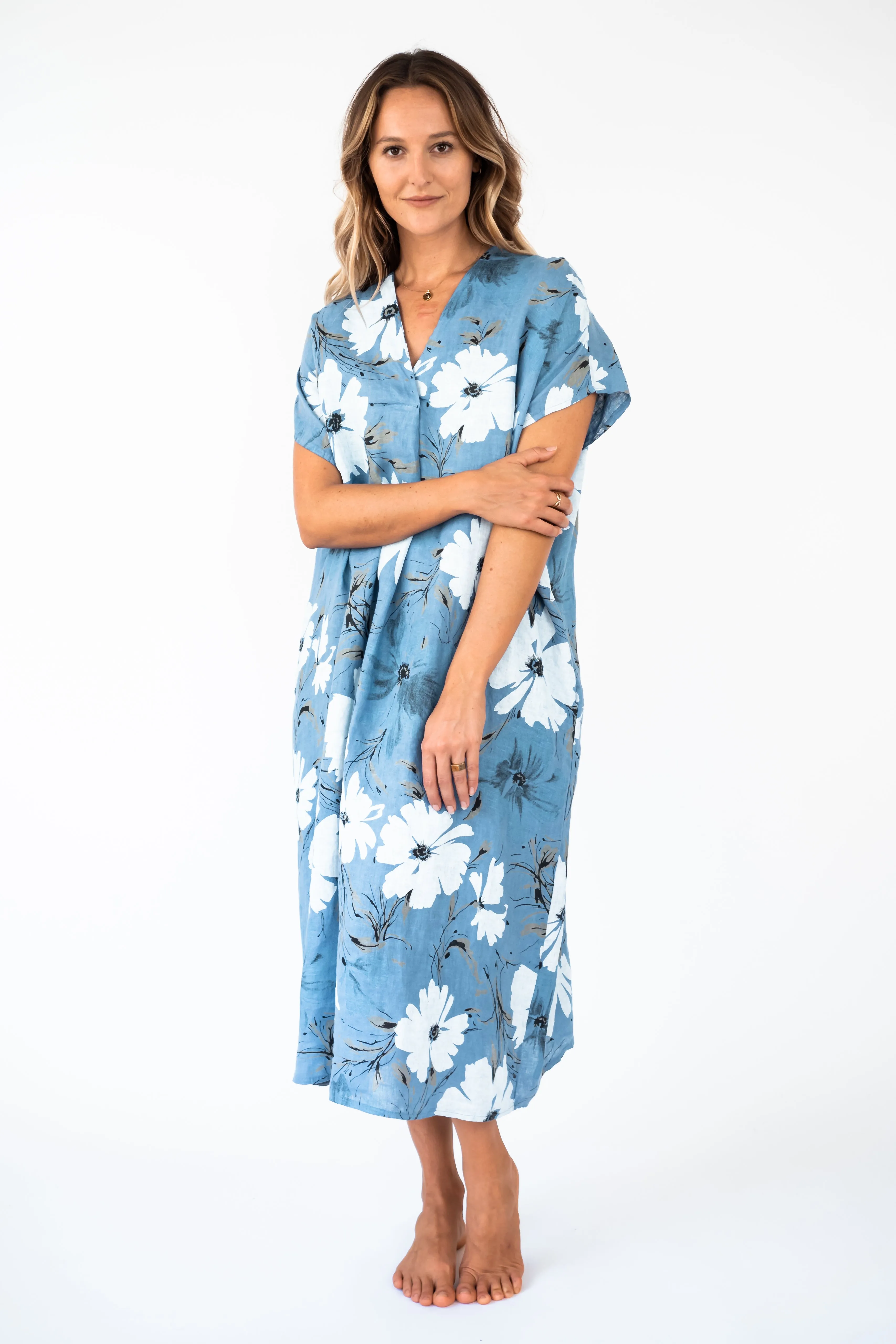 the POHAKU  Linen Caftan Dress