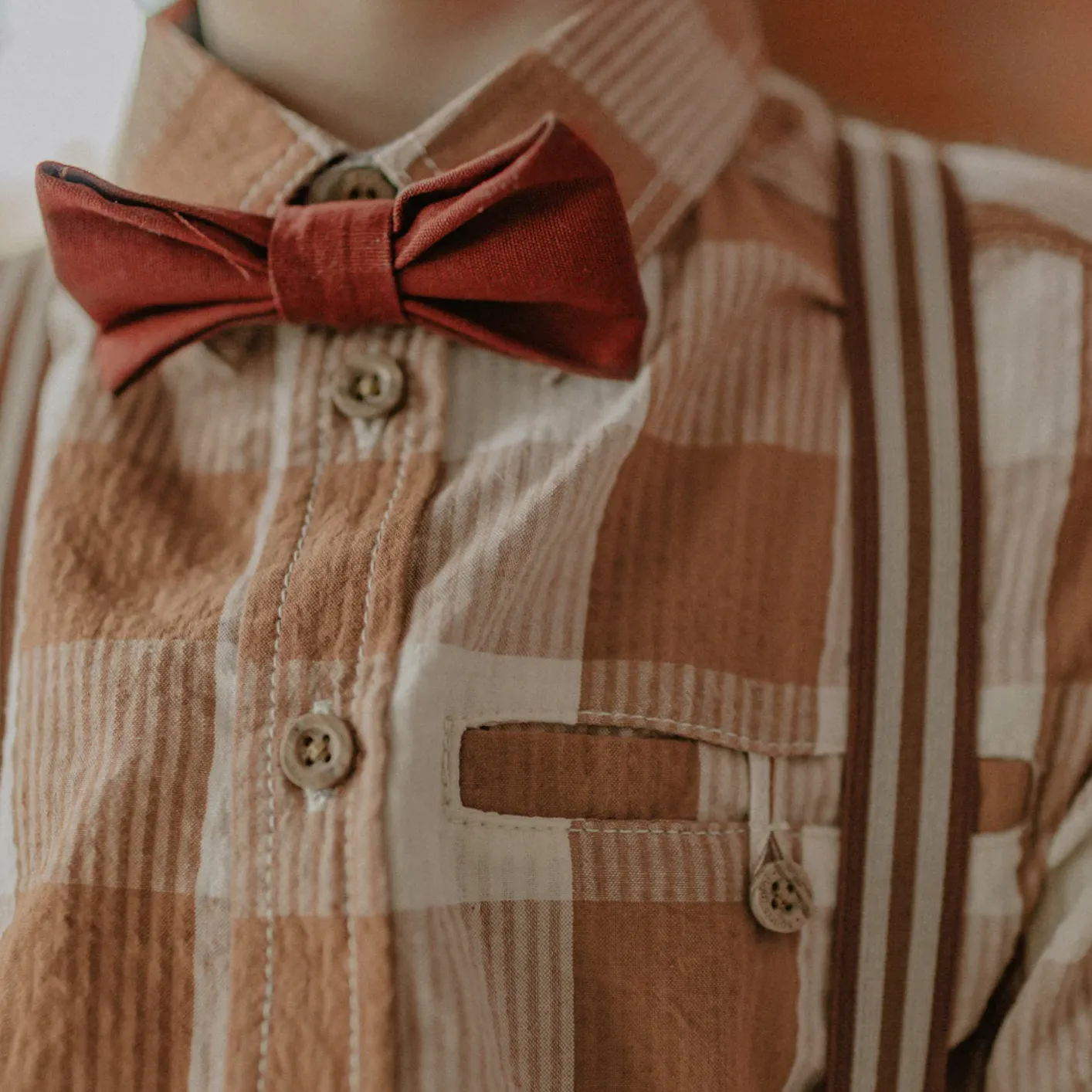 The Seersucker Button-Up - Brown Check - KIDS