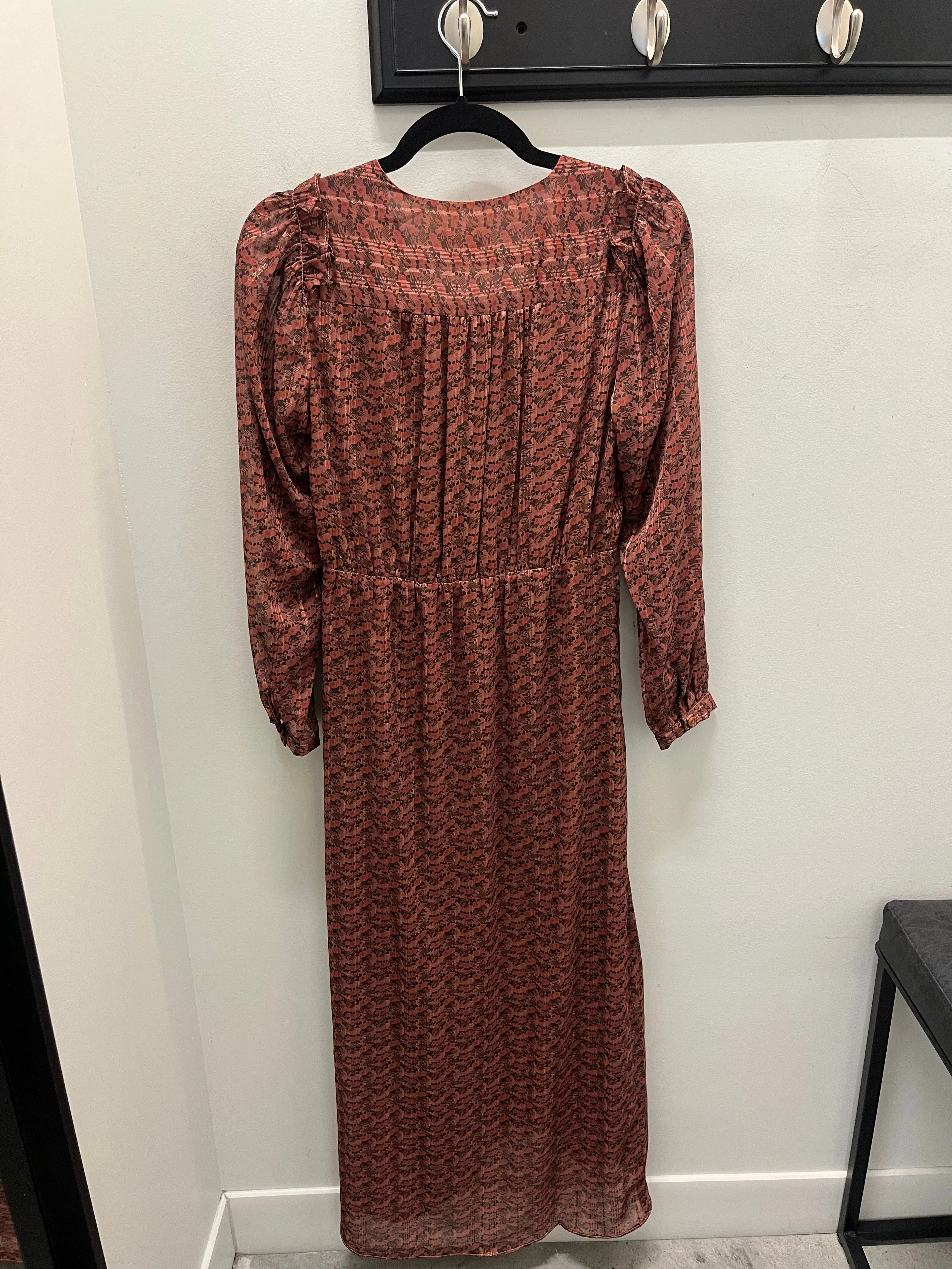 TheKorner Pink Printed Long Sleeve Maxi Dress