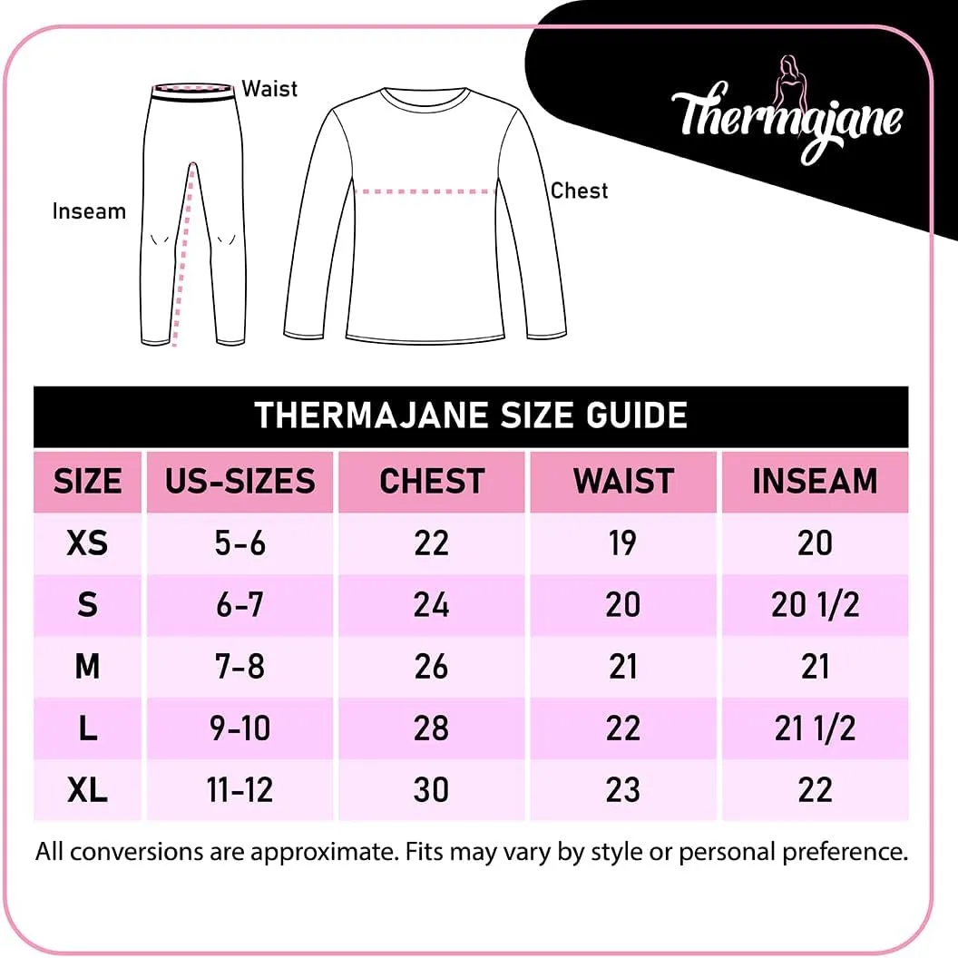 Thermajane Girls Thermal Underwear Set for Kids Long Johns Underwear Ultra Soft Winter Base Layer for Girls