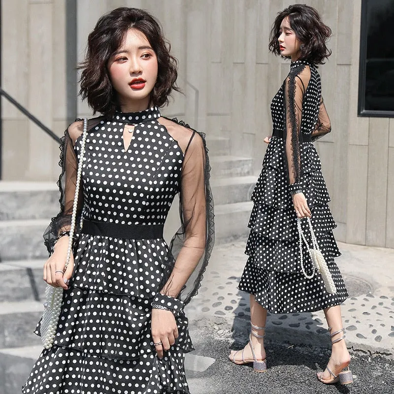 Trendy Polka Dot Maxi dress