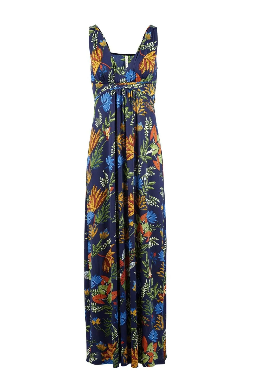 Tropical Print Plunge Maxi Dress