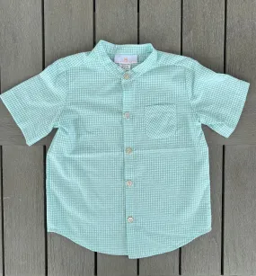 Tyson Shirt Short Sleeve in Mint Check Seersucker