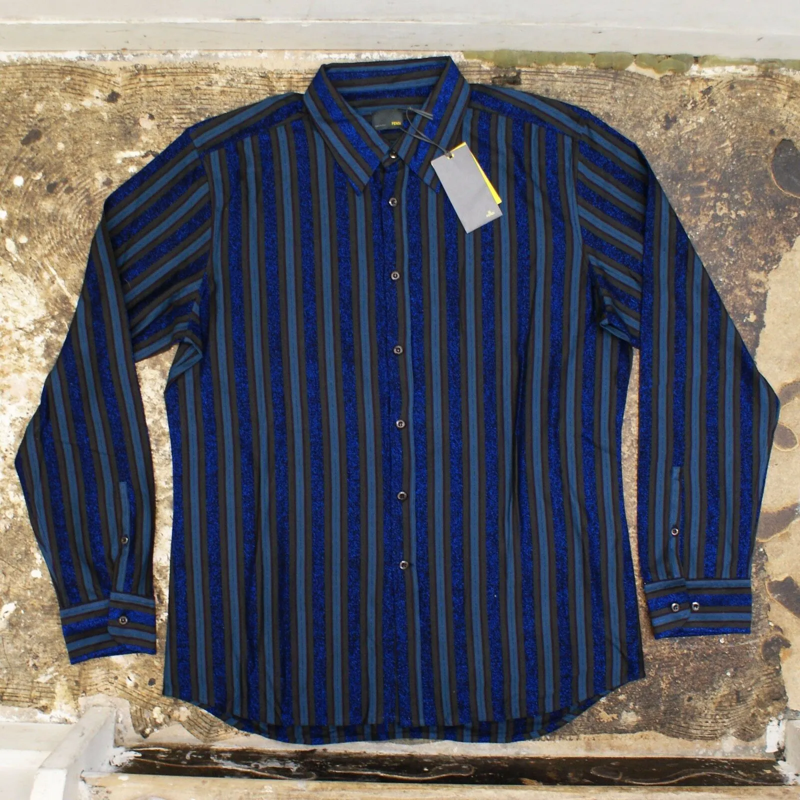 Vertical Striped Lurex Fabric Shirt