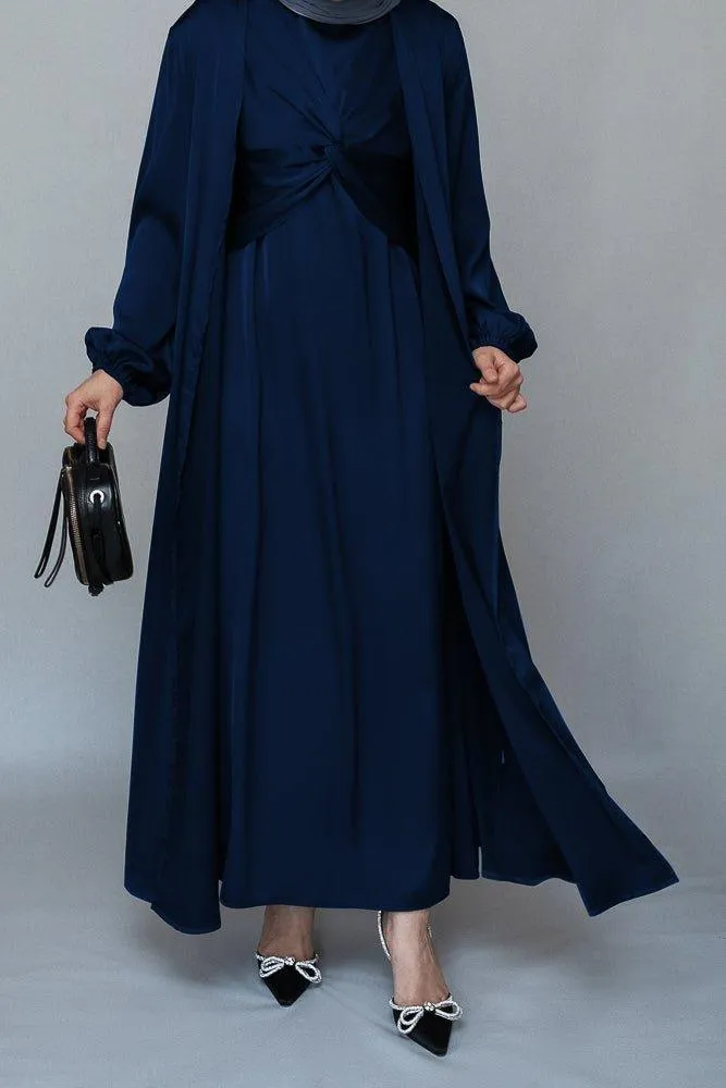 Vidonia 2 piece luxury 2 piece abaya with wrap bodice in navy