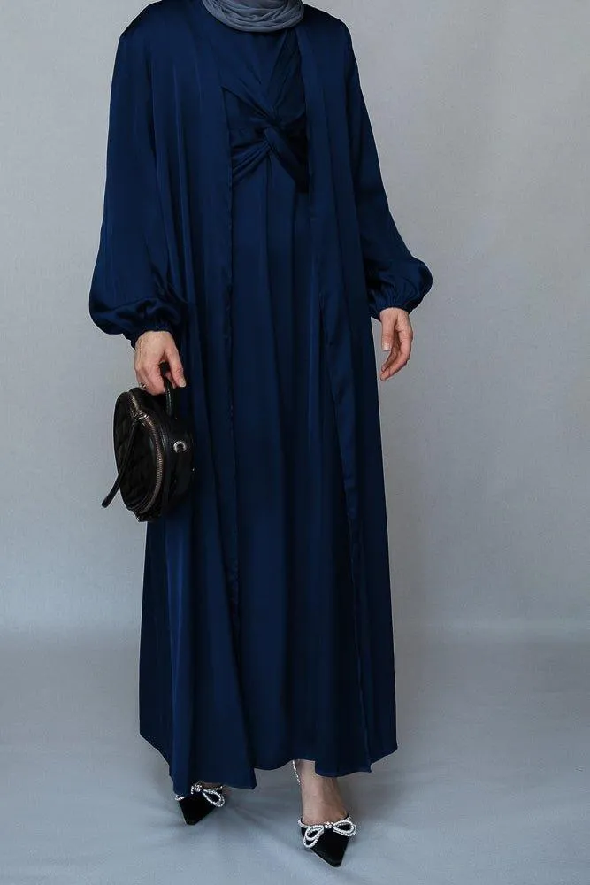 Vidonia 2 piece luxury 2 piece abaya with wrap bodice in navy