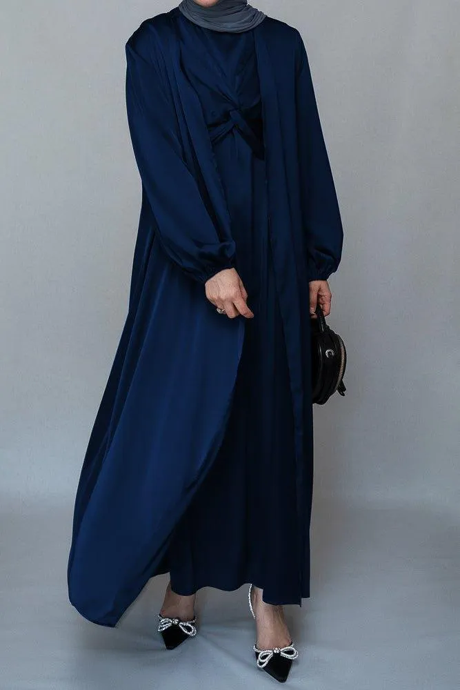 Vidonia 2 piece luxury 2 piece abaya with wrap bodice in navy