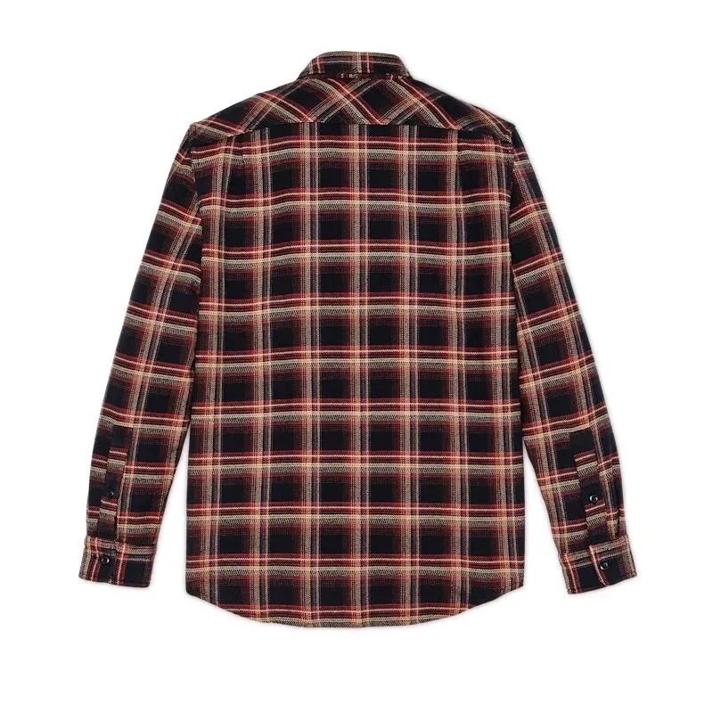 Vintage Flannel Work Shirt | Black Rust Multi Plaid