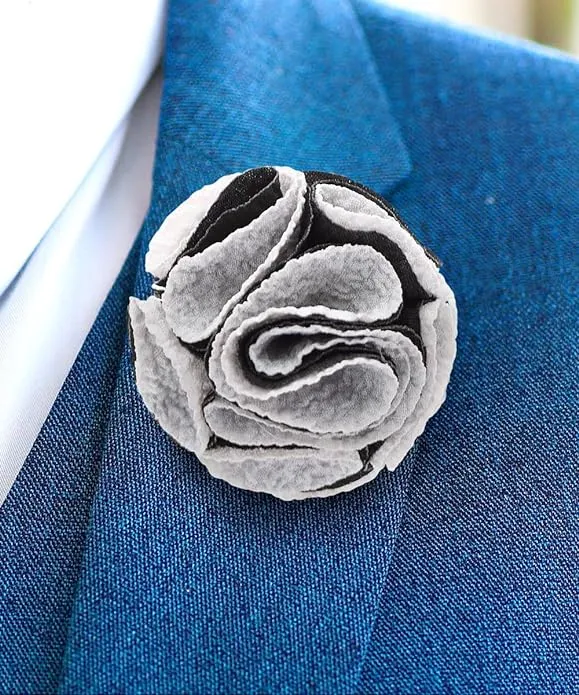 Vittorio Vico Unisex Two-Tone Seersucker Flower Lapel Pin