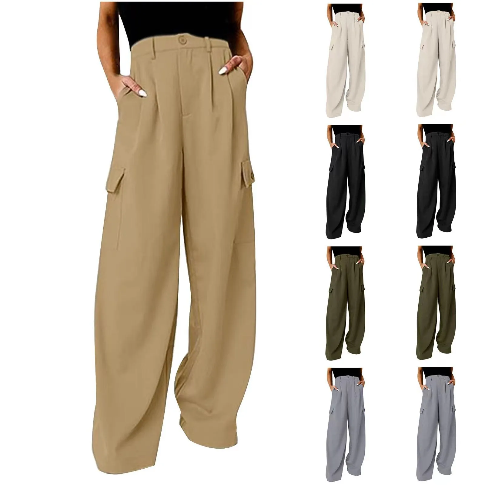 Wenkouban casual fall outfits 2024 Spring and Autumn Women's Fashion Loose Wide-Leg Pants Women's New Solid Color High Waist Versatile Casual Pants Women