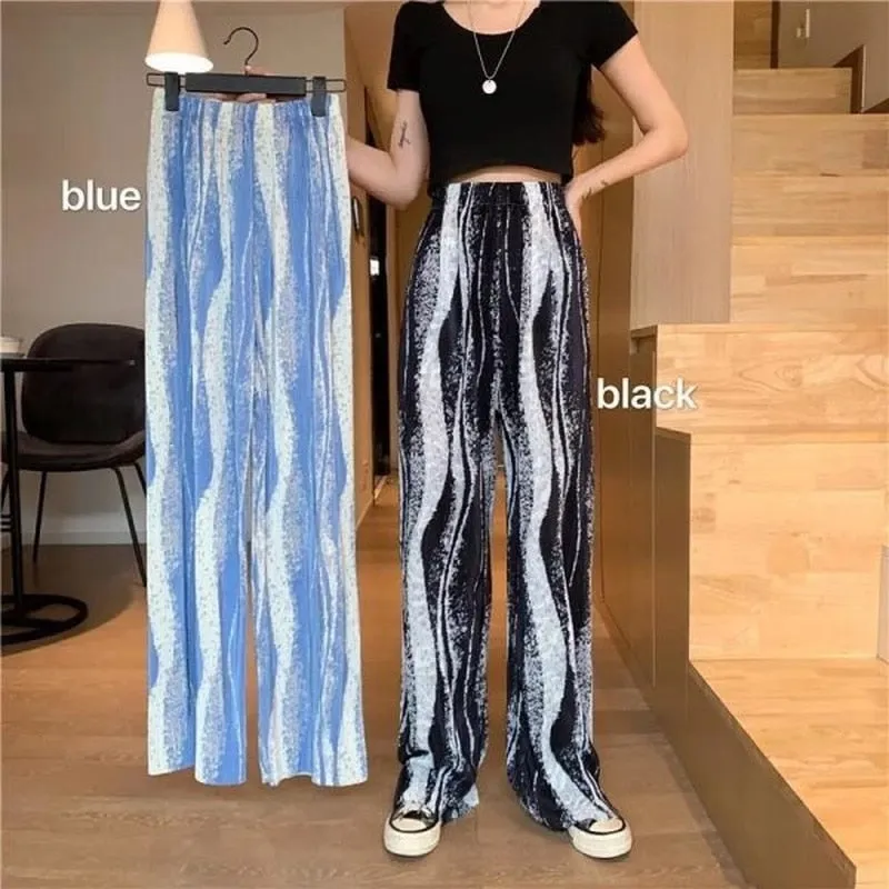 Wenkouban Fashion Tie-Dye Casual Pants 2022 New Summer Women's Loose Wide-Leg Pants Trousers High-Waist Straight-Leg Pants  Joggers Women