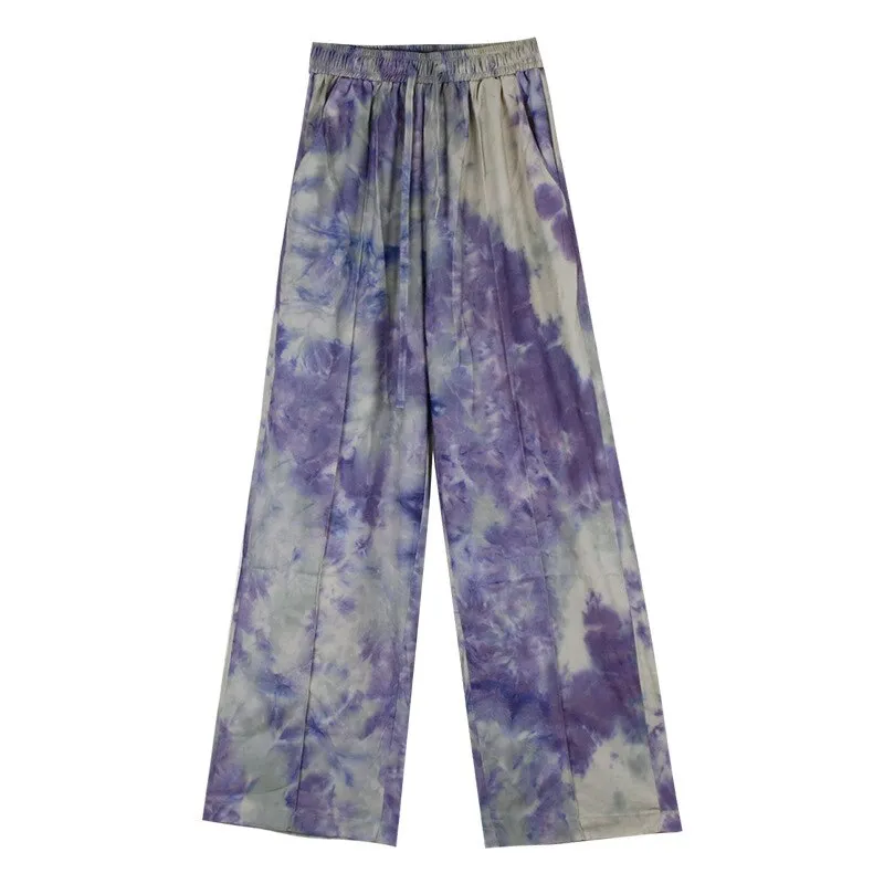 Wenkouban Fashion Tie-Dye Casual Pants 2022 New Summer Women's Loose Wide-Leg Pants Trousers High-Waist Straight-Leg Pants  Joggers Women