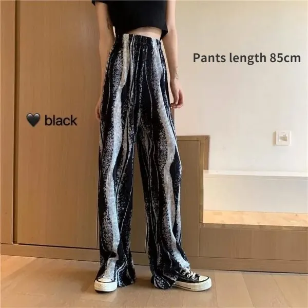 Wenkouban Fashion Tie-Dye Casual Pants 2022 New Summer Women's Loose Wide-Leg Pants Trousers High-Waist Straight-Leg Pants  Joggers Women