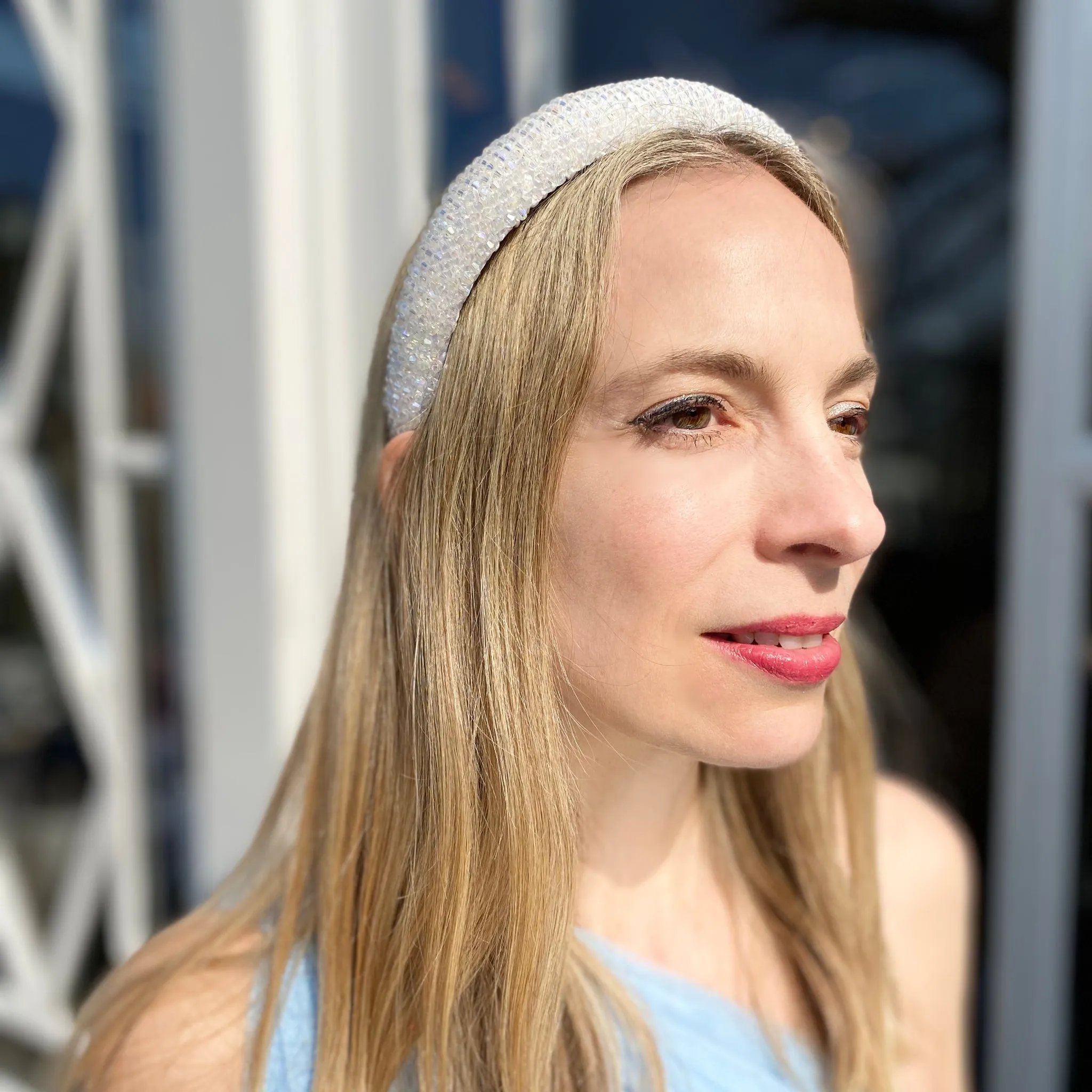 White Headband Beaded