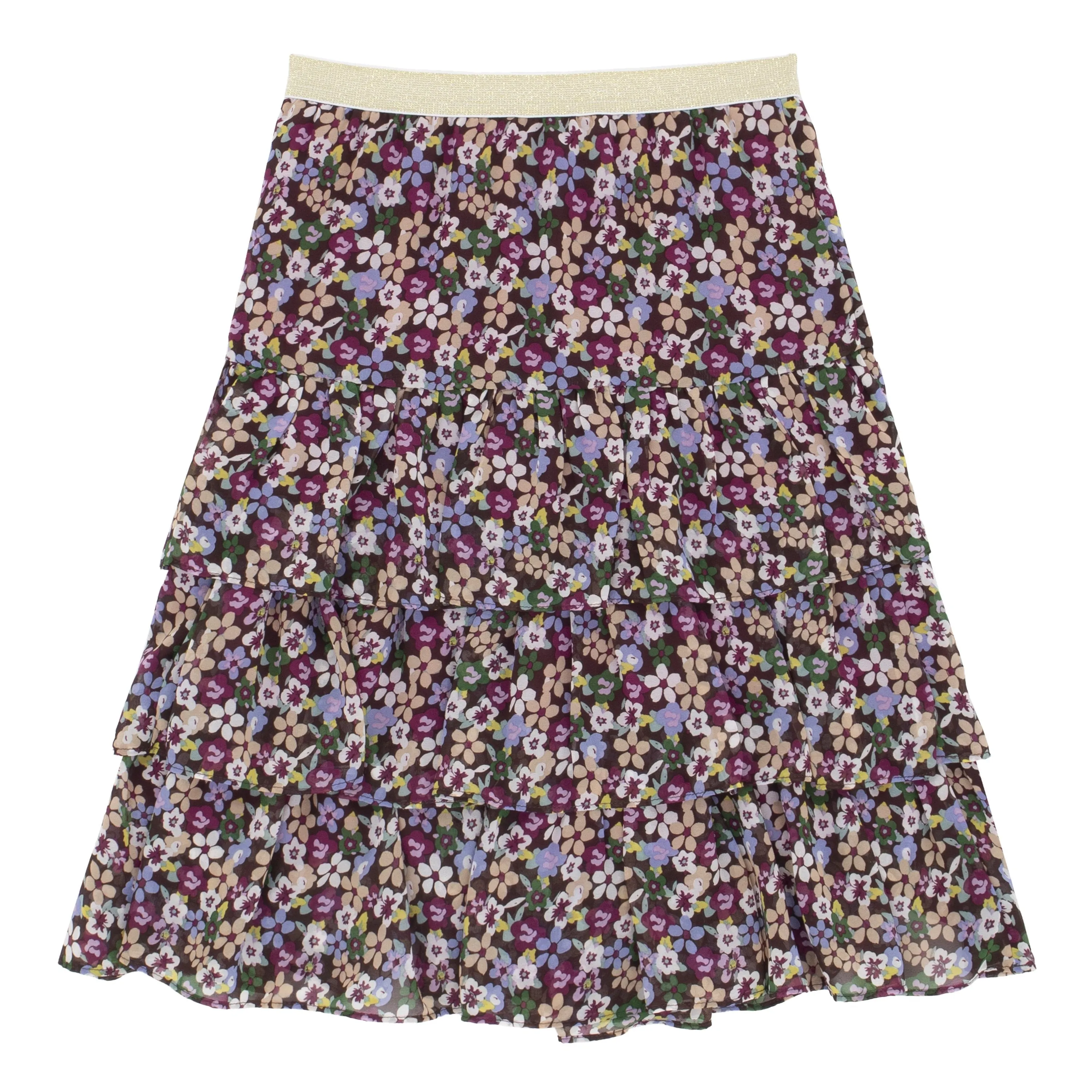 Winter Floral Midi Tiered Skirt