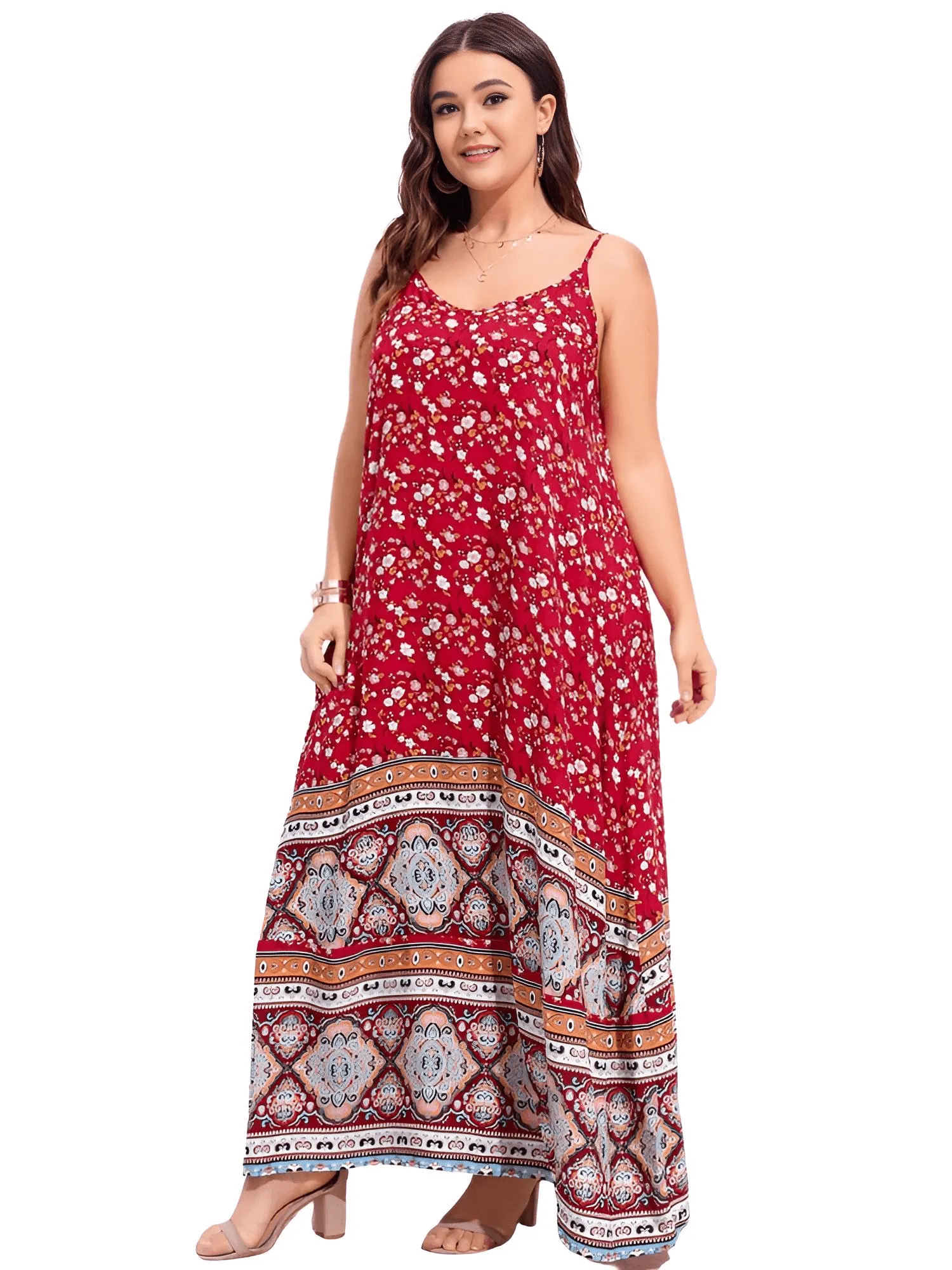 Women's Plus Size Floral Maxi Cami Dress