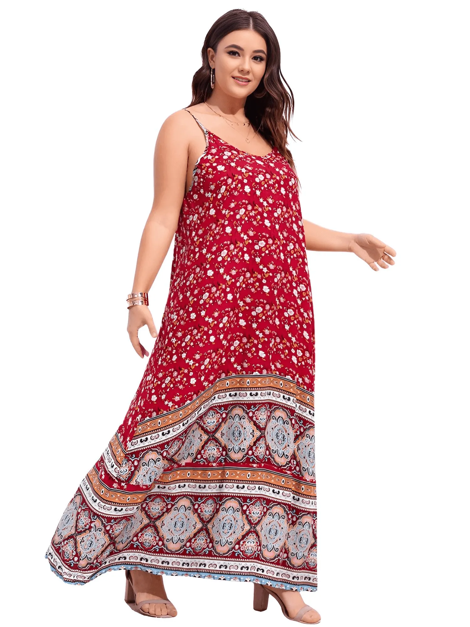 Women's Plus Size Floral Maxi Cami Dress