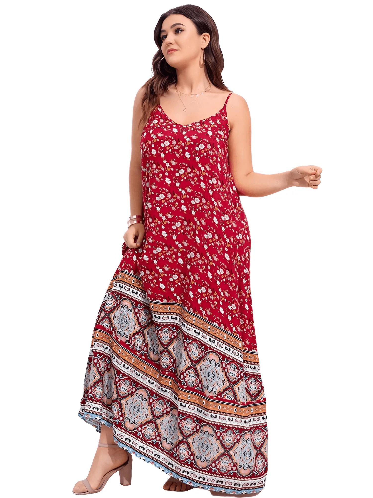 Women's Plus Size Floral Maxi Cami Dress