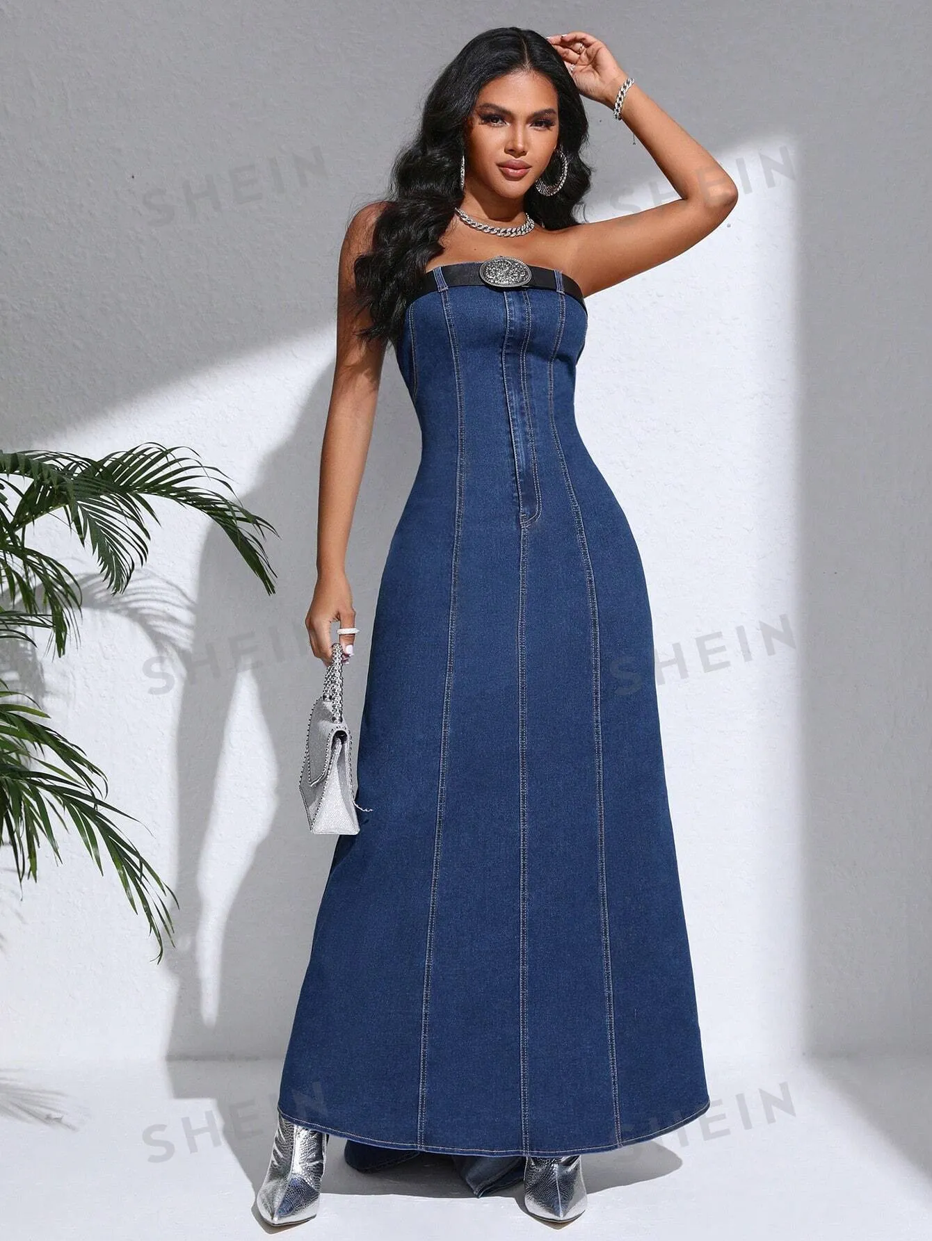 Women's Strapless Denim Dress